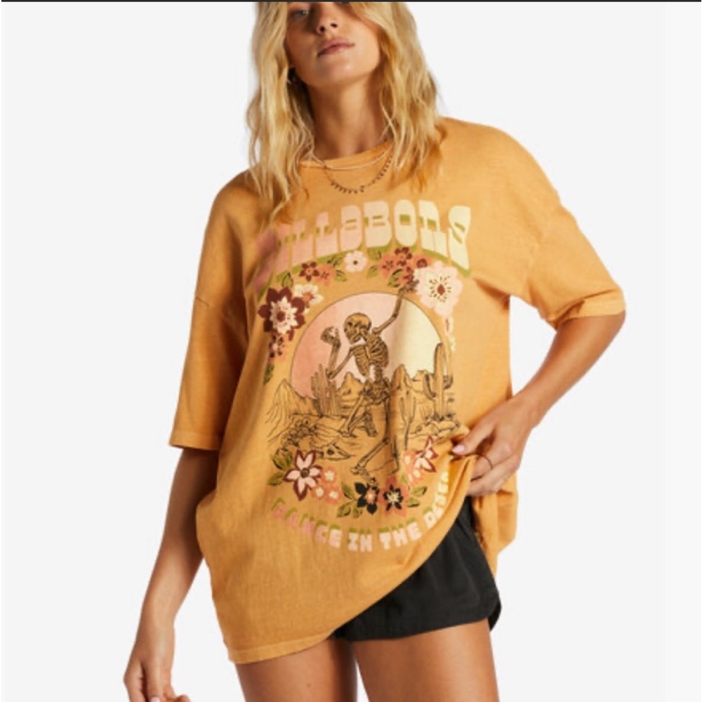 Billabong cropped dancing skeleton shirt